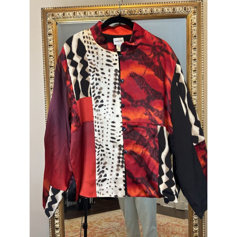 Chicos Silk Animal Print Button Shirt, 3